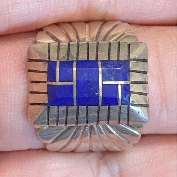 Ring Size 11 Lapis Lazuli C. Benally Native Sterling Silver 925 Men Semi-Preciou - Picture 1 of 11